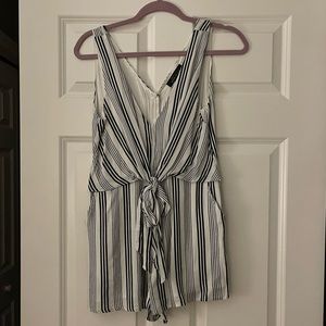 Black and White Striped Romper